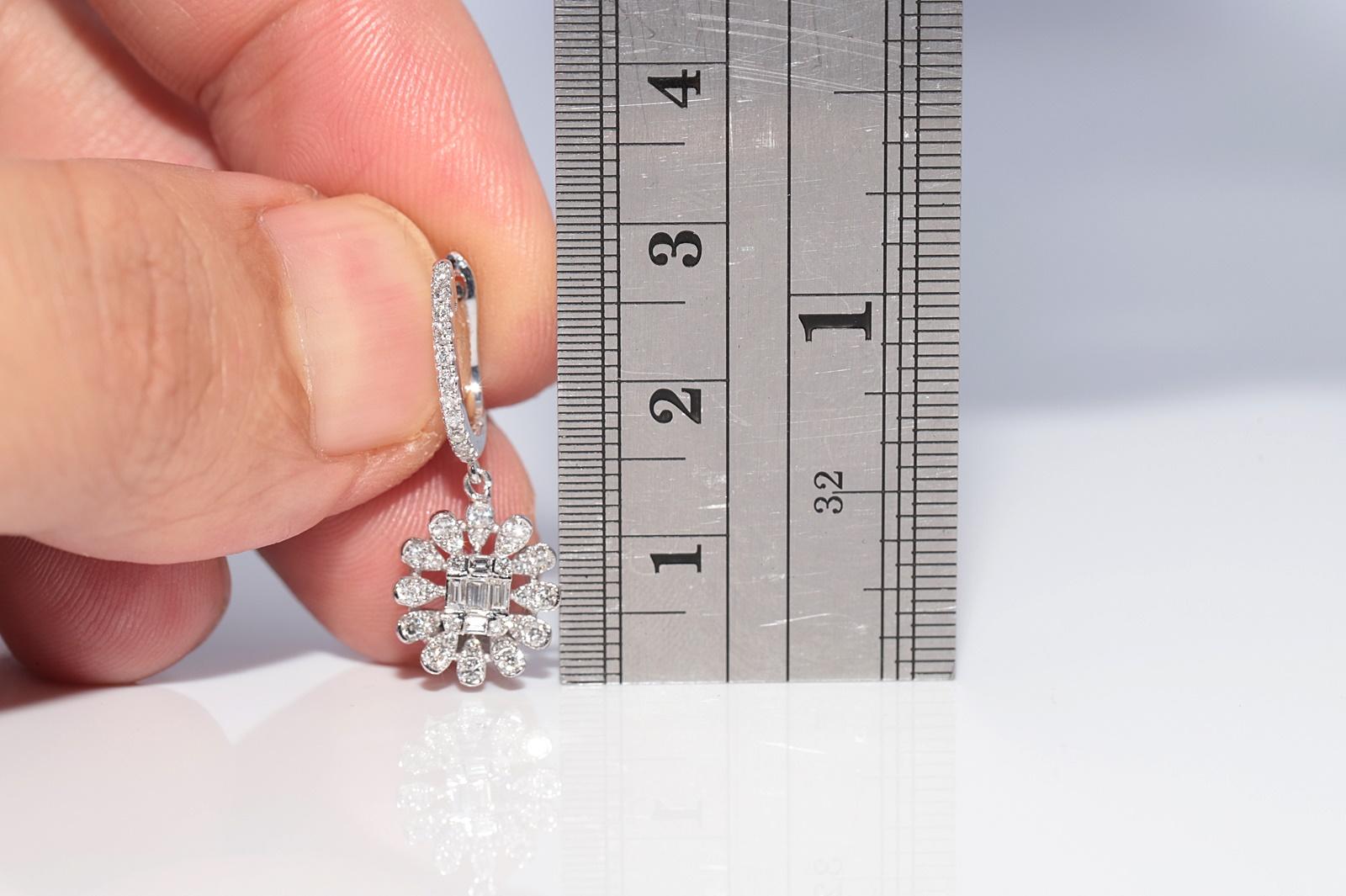 14k Gold Natürlicher Diamant im Baguetteschliff und Brillantschliff Diamanttropfenohrring im Zustand „Gut“ im Angebot in Fatih/İstanbul, 34