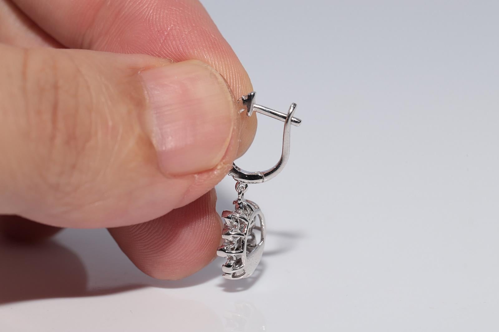 14k Gold Natürlicher Diamant im Baguetteschliff und Brillantschliff Diamanttropfenohrring im Angebot 4