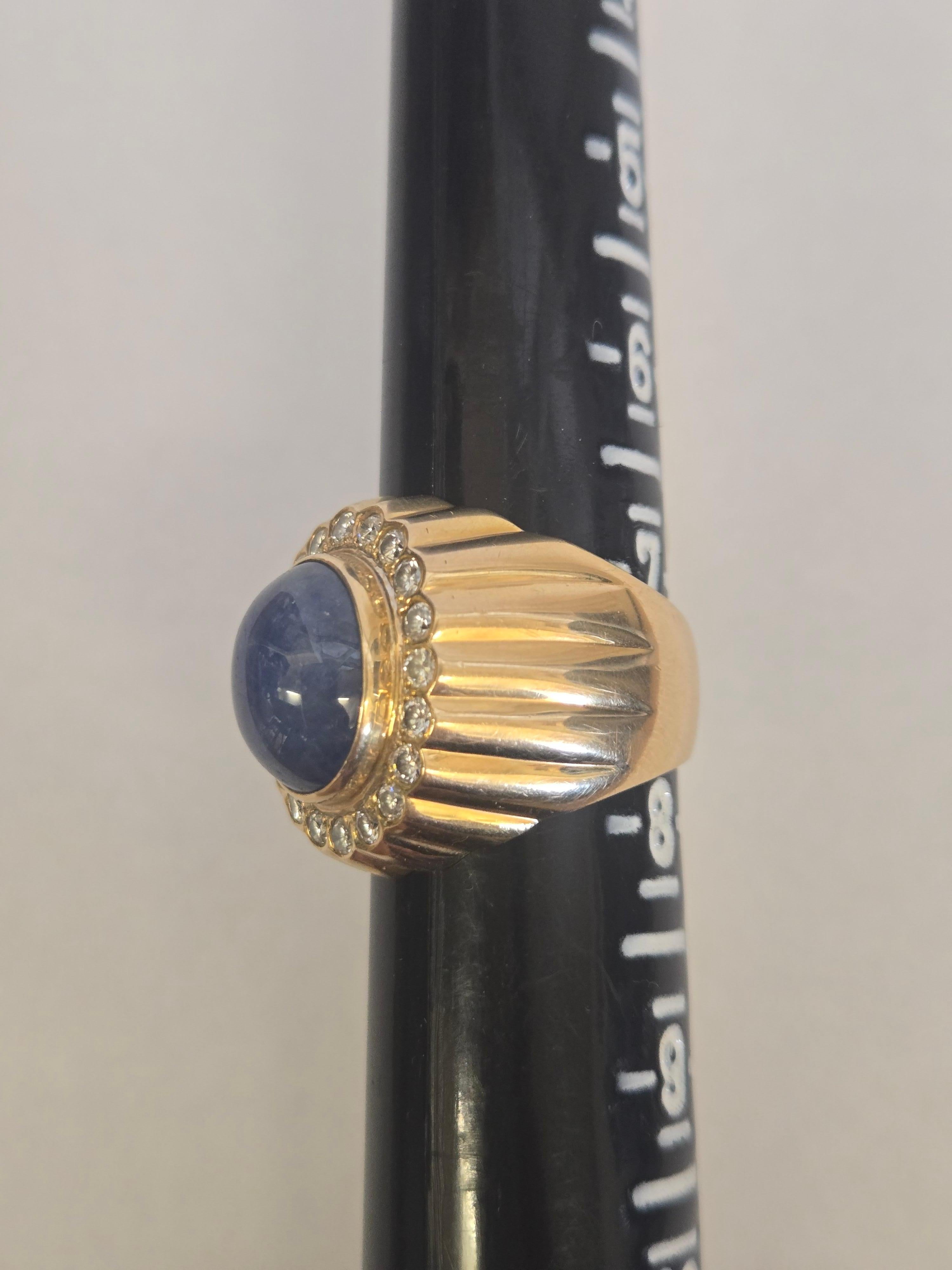 14K Gold Natural Blue Sapphire & Diamond Ring with Gemstone Report im Angebot 4