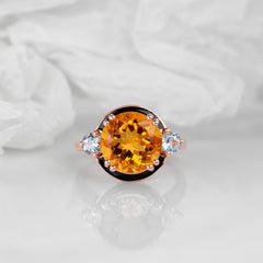 14k Gold Natural Citrine Ring, Statement Gemstone Rings, Vintage Gemstone Ring