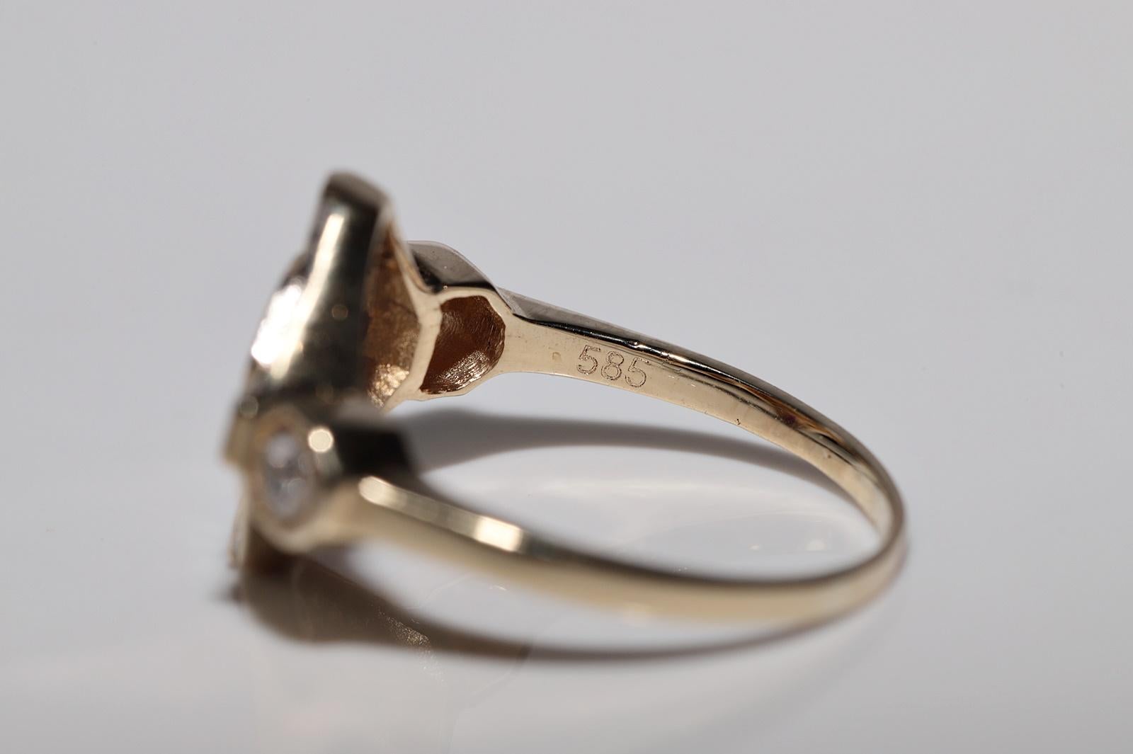 Anillo de Oro de 14 K Decorado con Diamantes Naturales y Rubí Tallado Calibre en venta 3