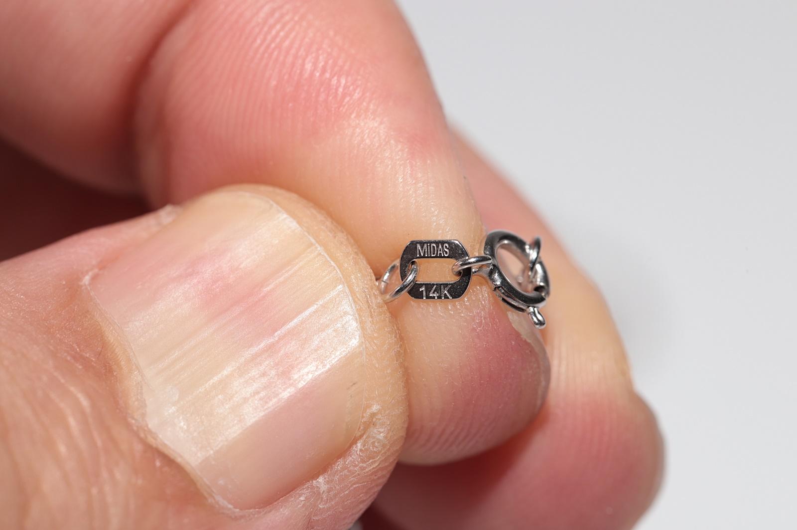 14 Karat Gold Natürlicher Diamant und Smaragd verzierter Anhänger Halskette im Angebot 9