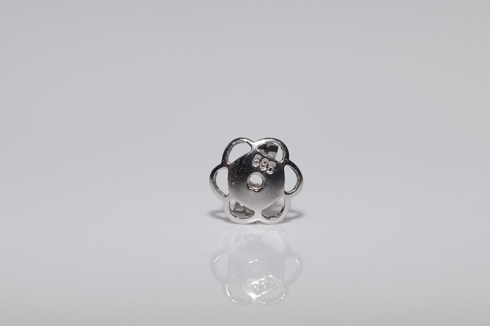 14k Gold Natural Diamond And Sapphire Decorated Drop Earring For Sale 4