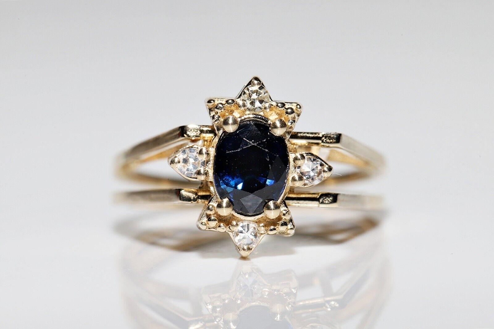 Brilliant Cut 14k Gold Natural Diamond And Sapphire Decorated Two Face Ring For Sale