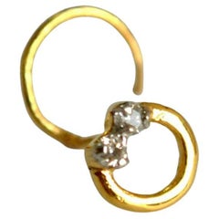 14k Gold Natural Diamond Circular Nose Stud C Wire Nose Ear Nostril Piercing.