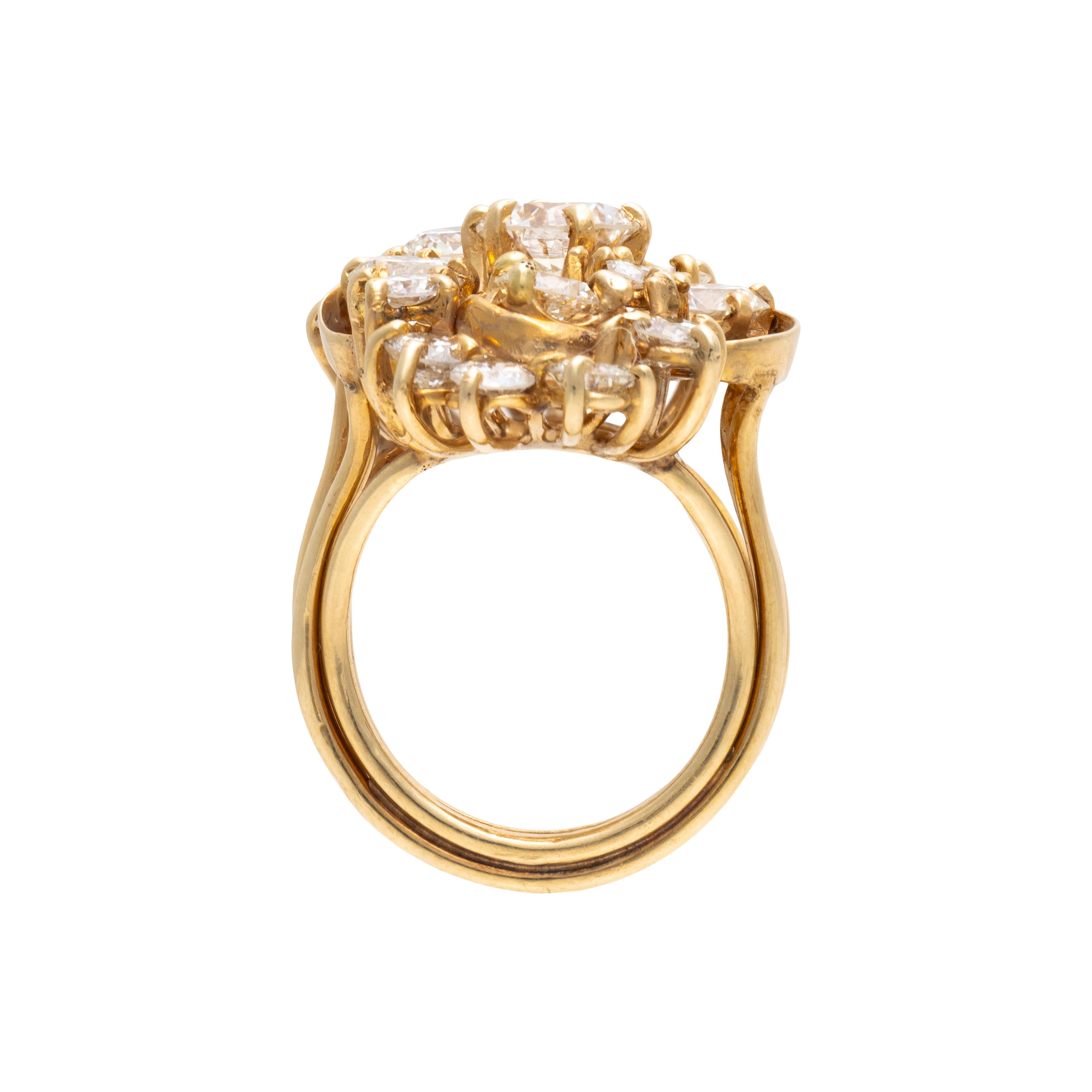 Women's or Men's 14k Gold Natural Diamond Cluster Ring For Sale