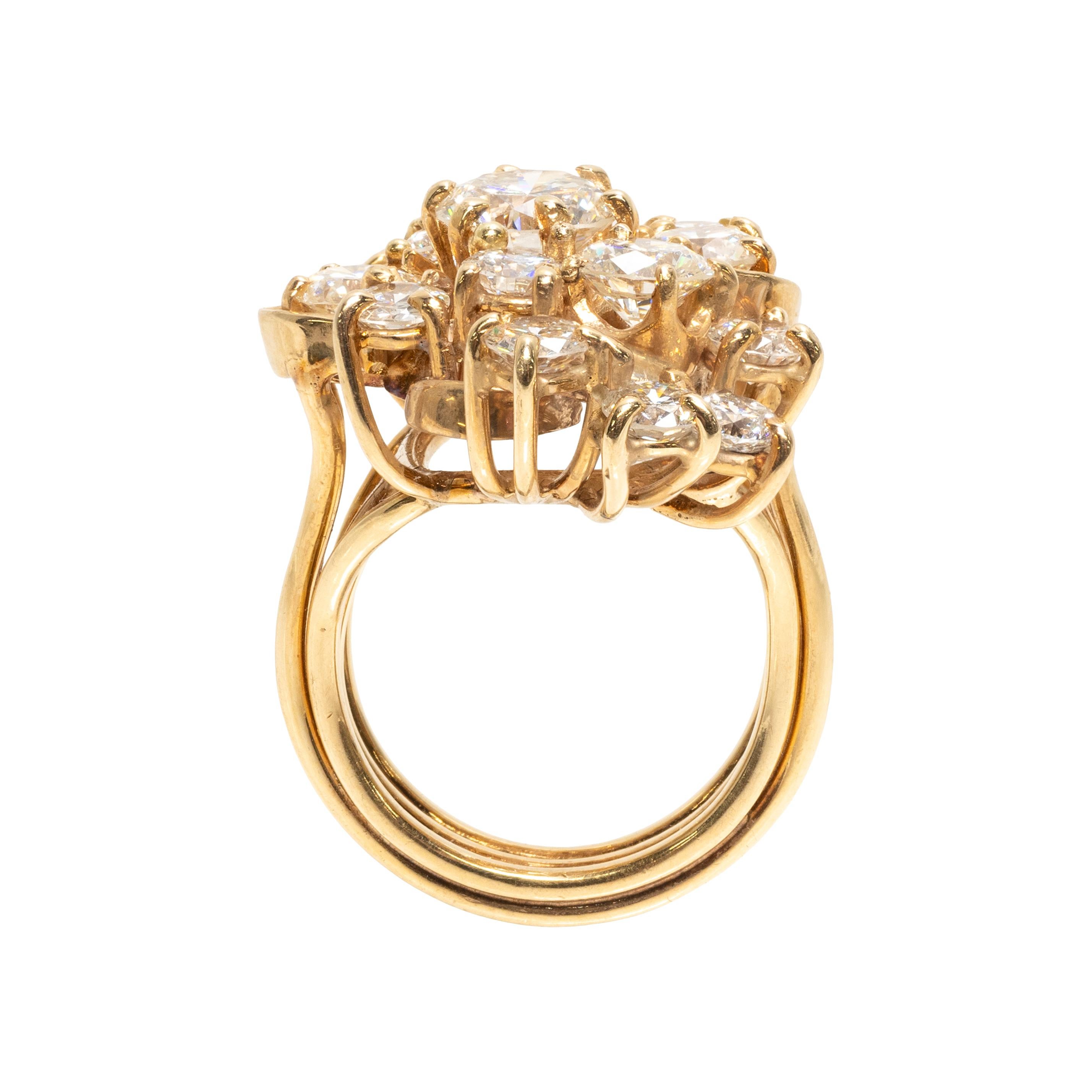 14k Gold Natural Diamond Cluster Ring For Sale 2