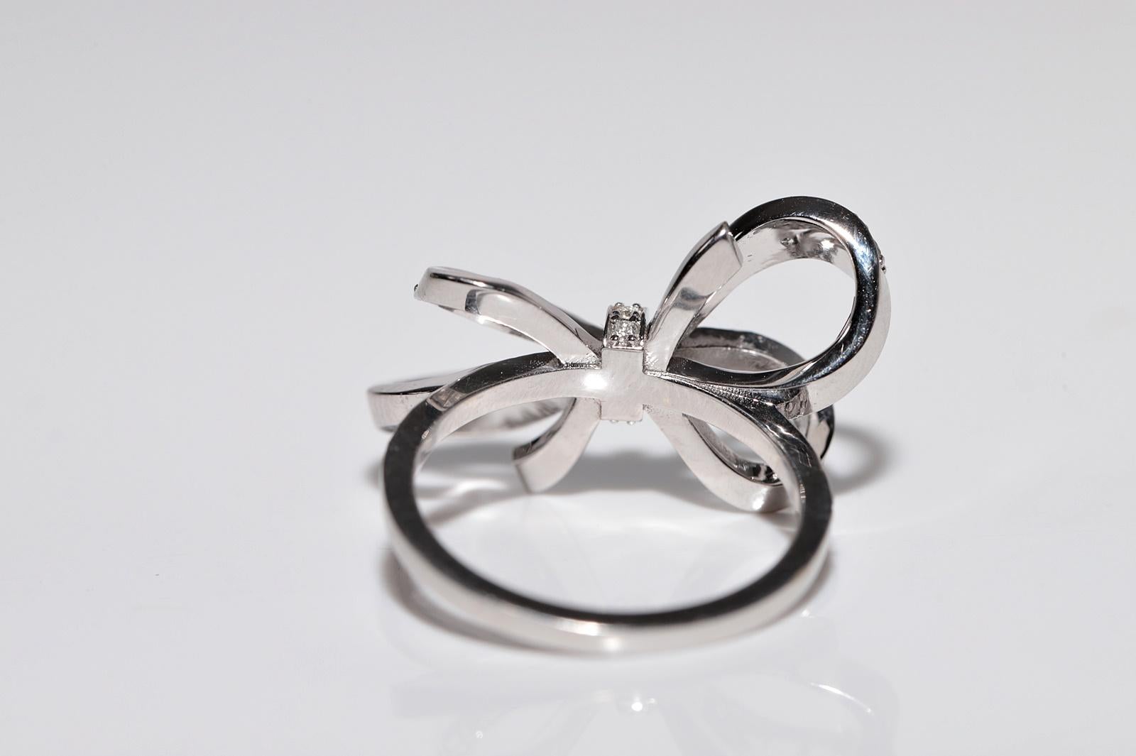 Bague en or 14k ornée d'un nœud et de diamants naturels en vente 11