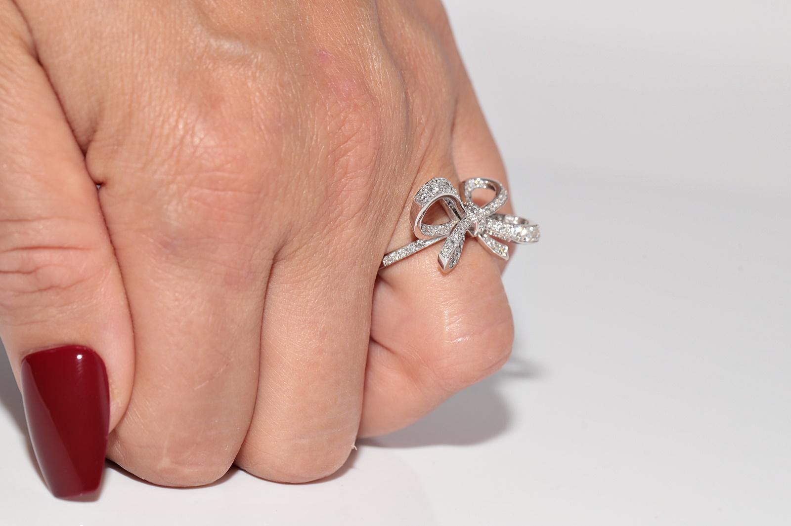 Bague en or 14k ornée d'un nœud et de diamants naturels Bon état - En vente à Fatih/İstanbul, 34