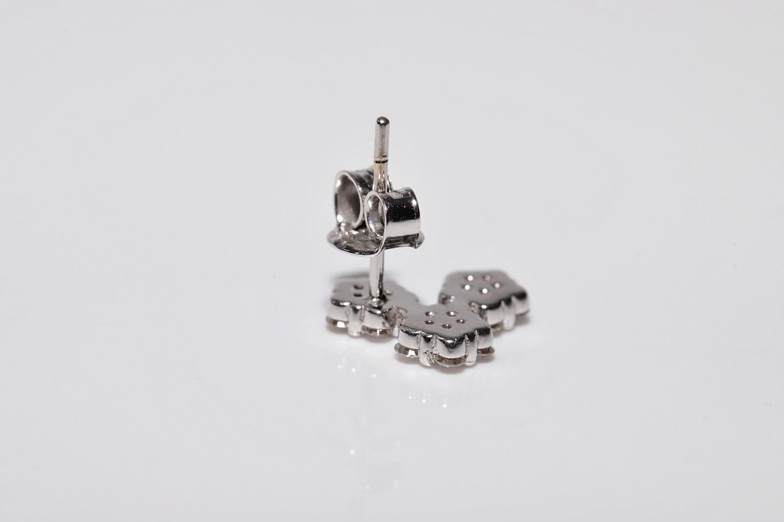 14k Gold Natürlicher Diamant-Ohrring mit verziertem Blumenmuster im Zustand „Gut“ im Angebot in Fatih/İstanbul, 34