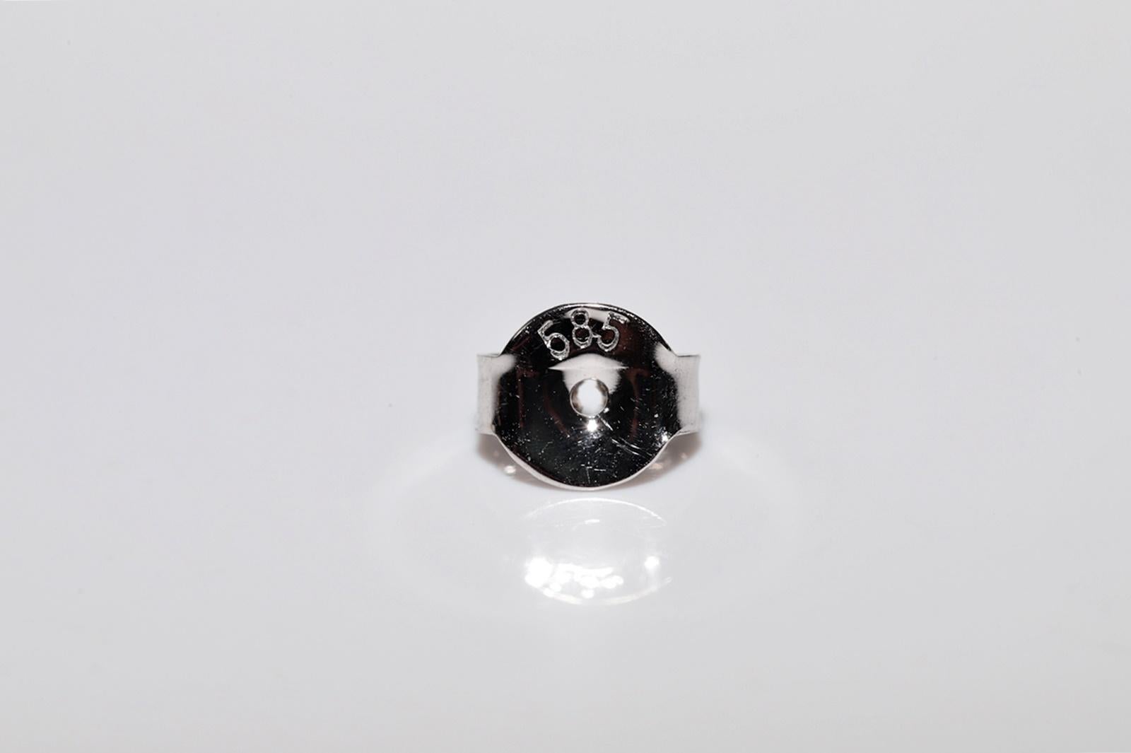 14k Gold Natürlicher Diamant-Ohrring mit verziertem Blumenmuster im Angebot 2