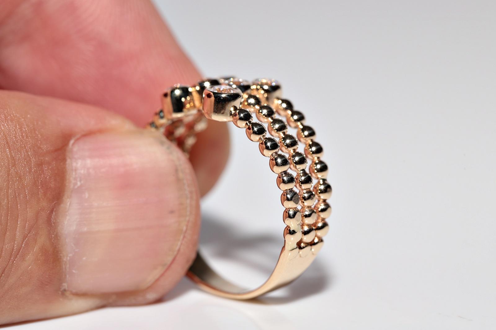 Anello decorato con diamanti naturali in oro 14k in vendita 4