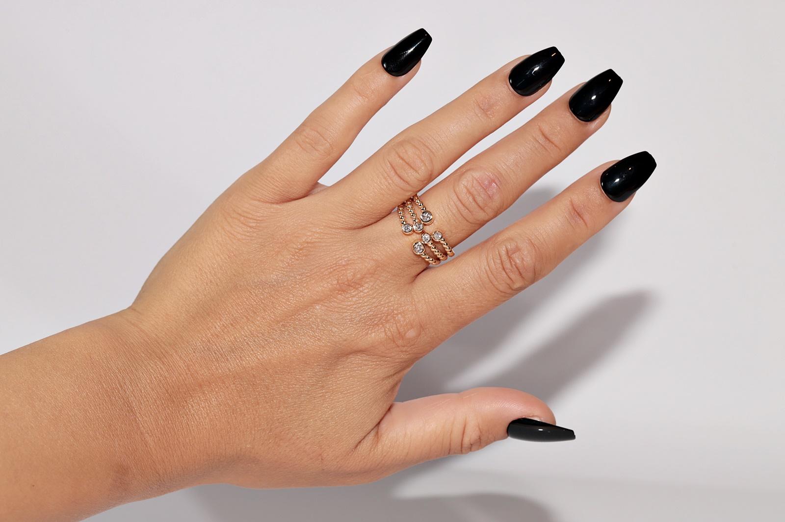 Anello decorato con diamanti naturali in oro 14k in vendita 5