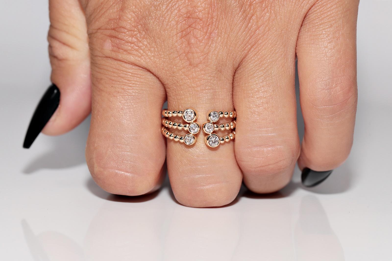 Anello decorato con diamanti naturali in oro 14k in vendita 7