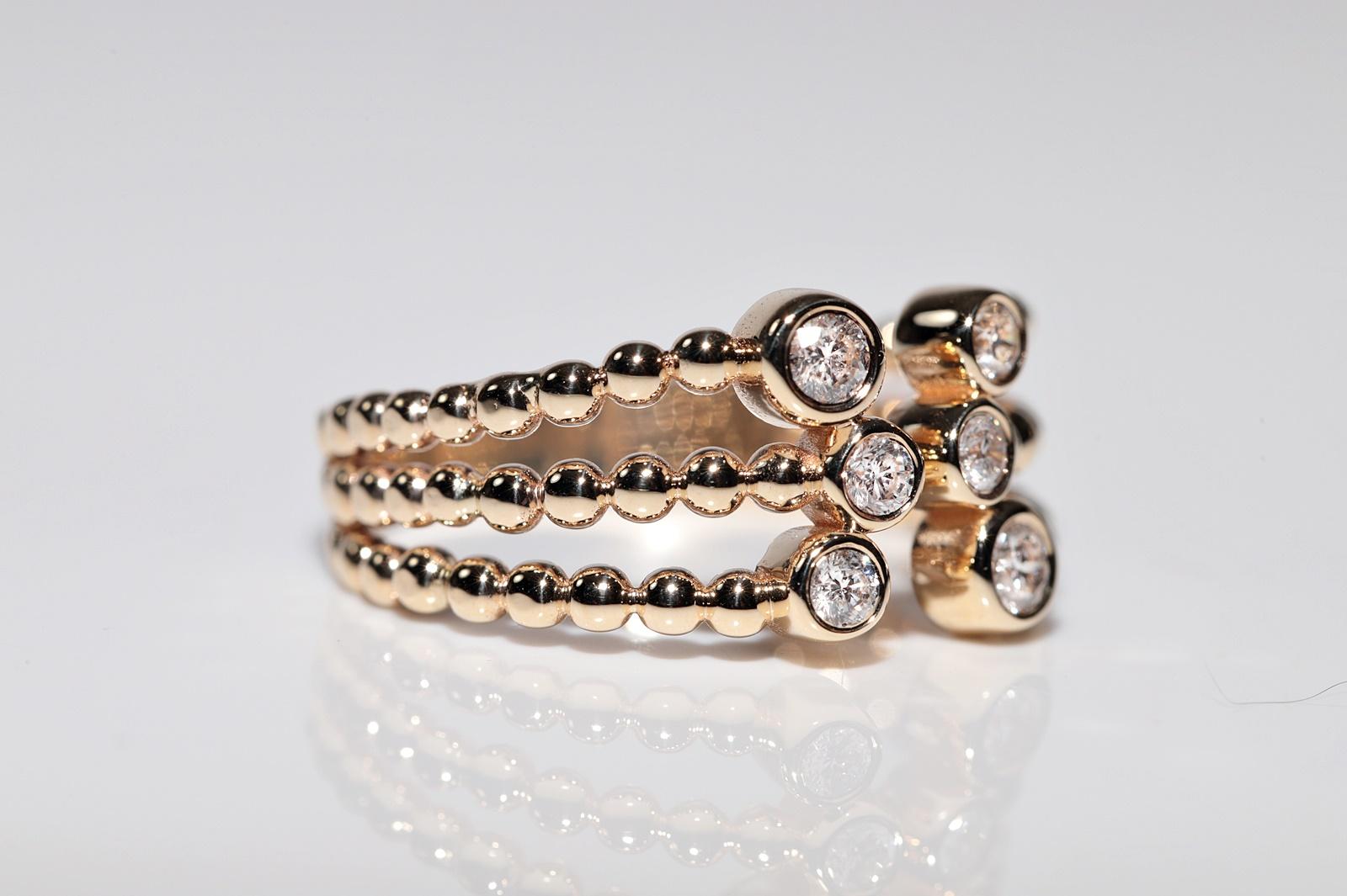 Taglio brillante Anello decorato con diamanti naturali in oro 14k in vendita