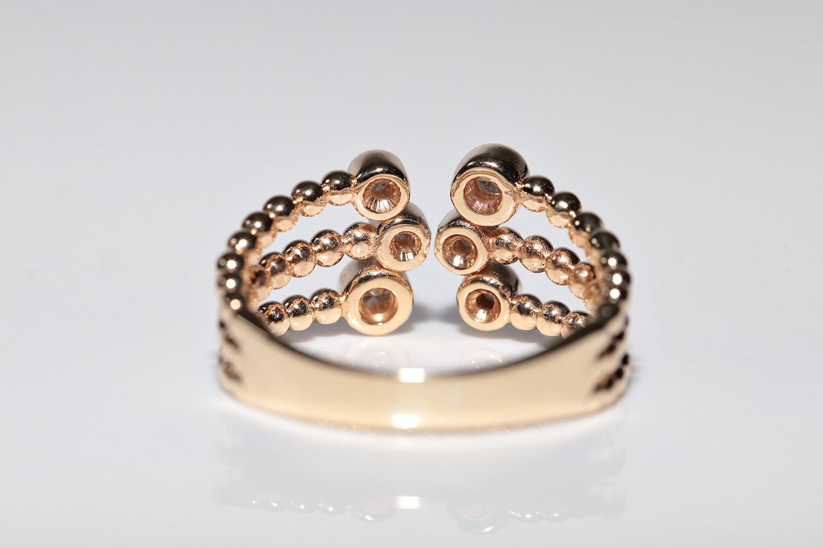 Donna Anello decorato con diamanti naturali in oro 14k in vendita