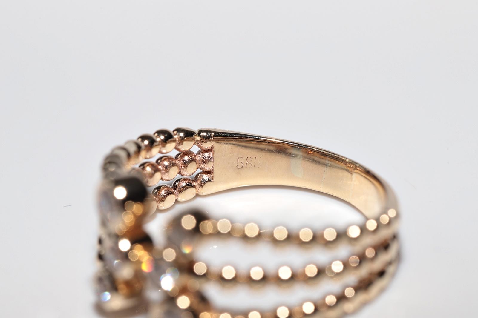 Anello decorato con diamanti naturali in oro 14k in vendita 1