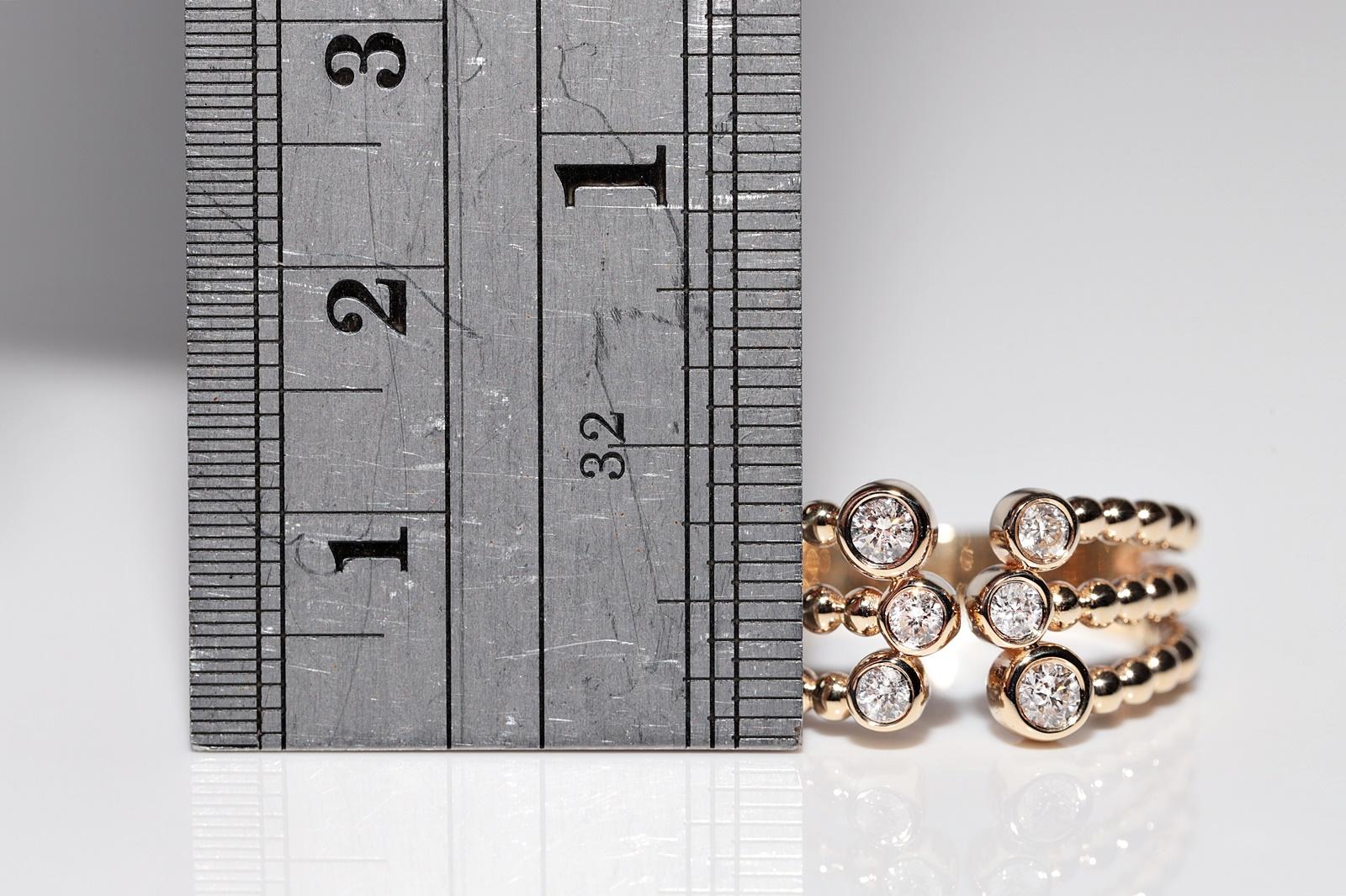 Anello decorato con diamanti naturali in oro 14k in vendita 2