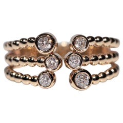 Anello decorato con diamanti naturali in oro 14k