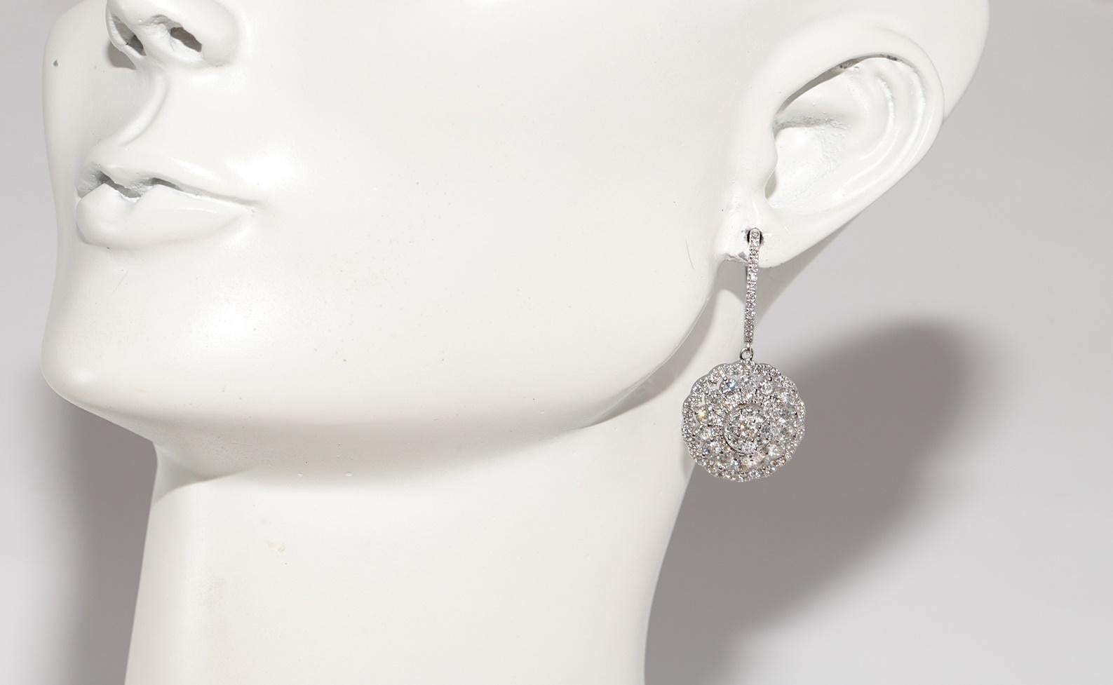 14k Gold Natürlicher Diamant verziert  Runder Design-Tropfen-Ohrring im Angebot 11