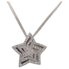 14k Gold Natural Diamond Decorated Star Design Amazing Pendant Necklace