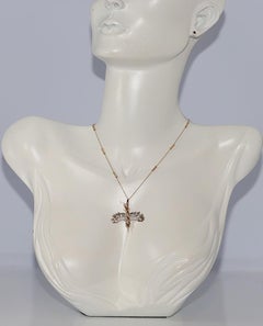 14k Gold Natural Diamond Eagle Design Pendant Necklace