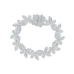 14K Gold Natural Diamond Flower Bracelet 4.15 CTTW