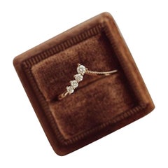 14k gold natural diamond V Shaped  Ring 925 Curved Stacking Wedding Ring Gift.