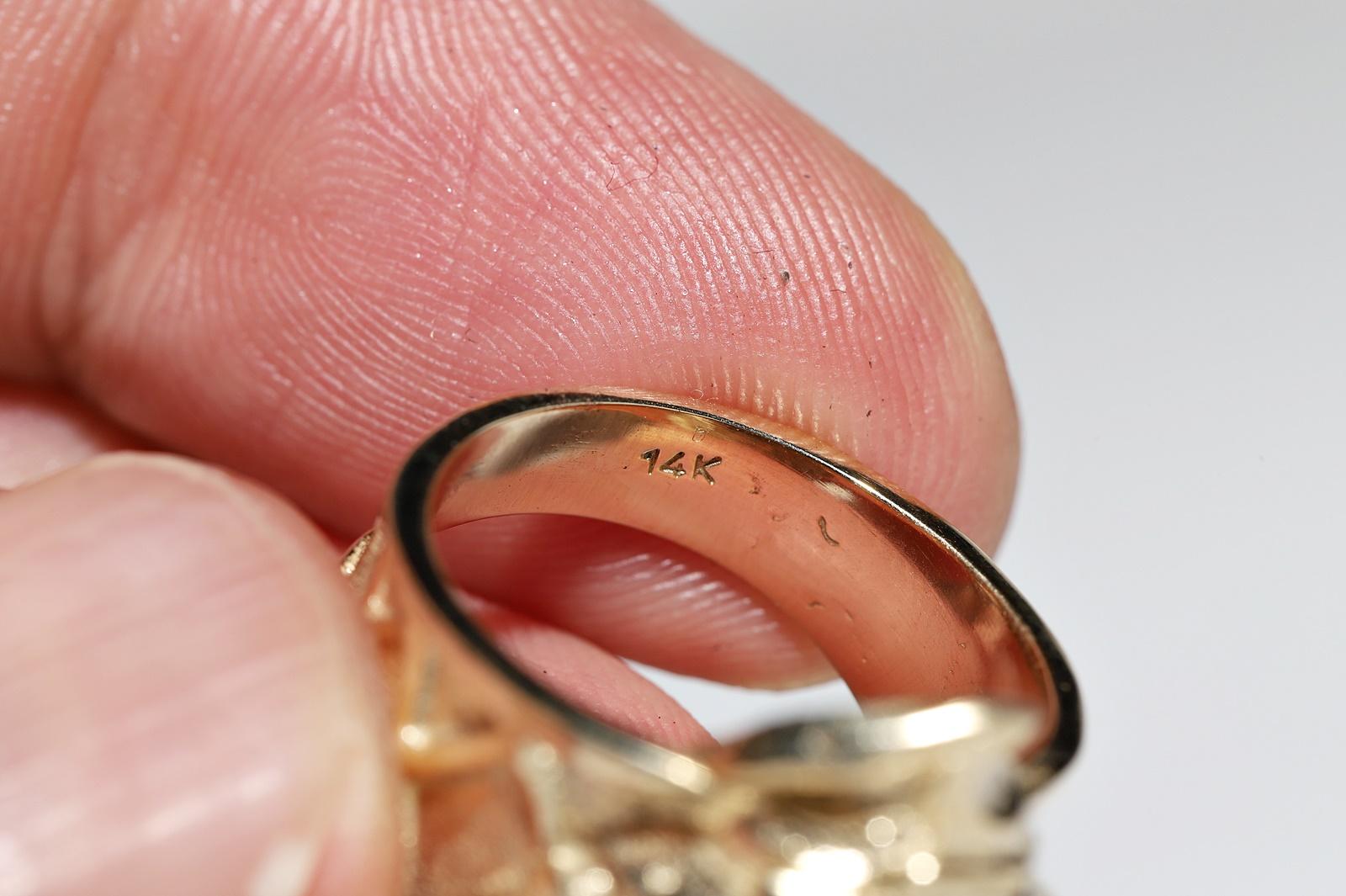 14k Gold Natural Diamond Witch Lady Decorated Strong Ring For Sale 5