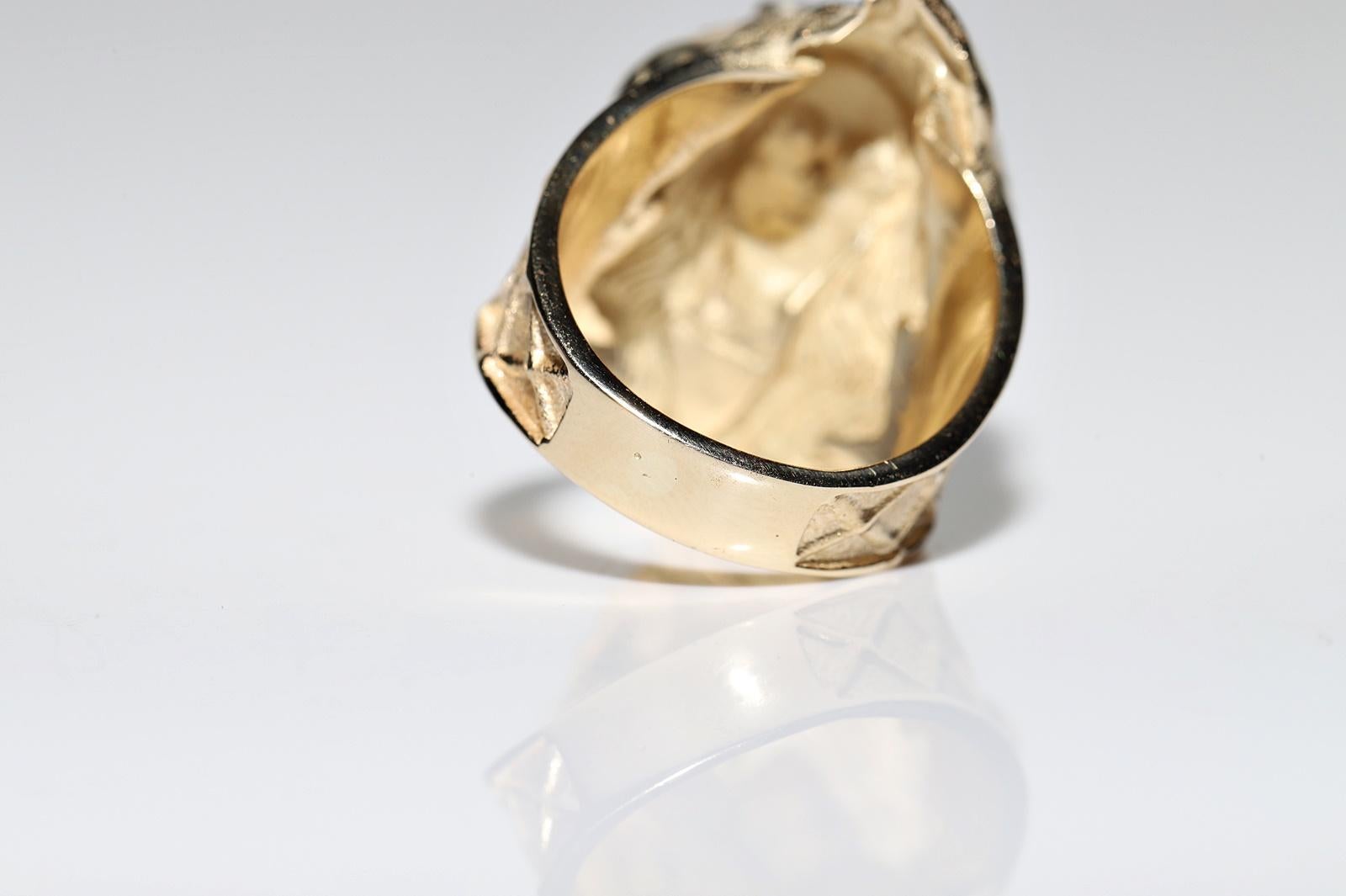 14k Gold Natural Diamond Witch Lady Decorated Strong Ring For Sale 3