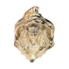 14k Gold Natural Diamond Witch Lady Decorated Strong Ring