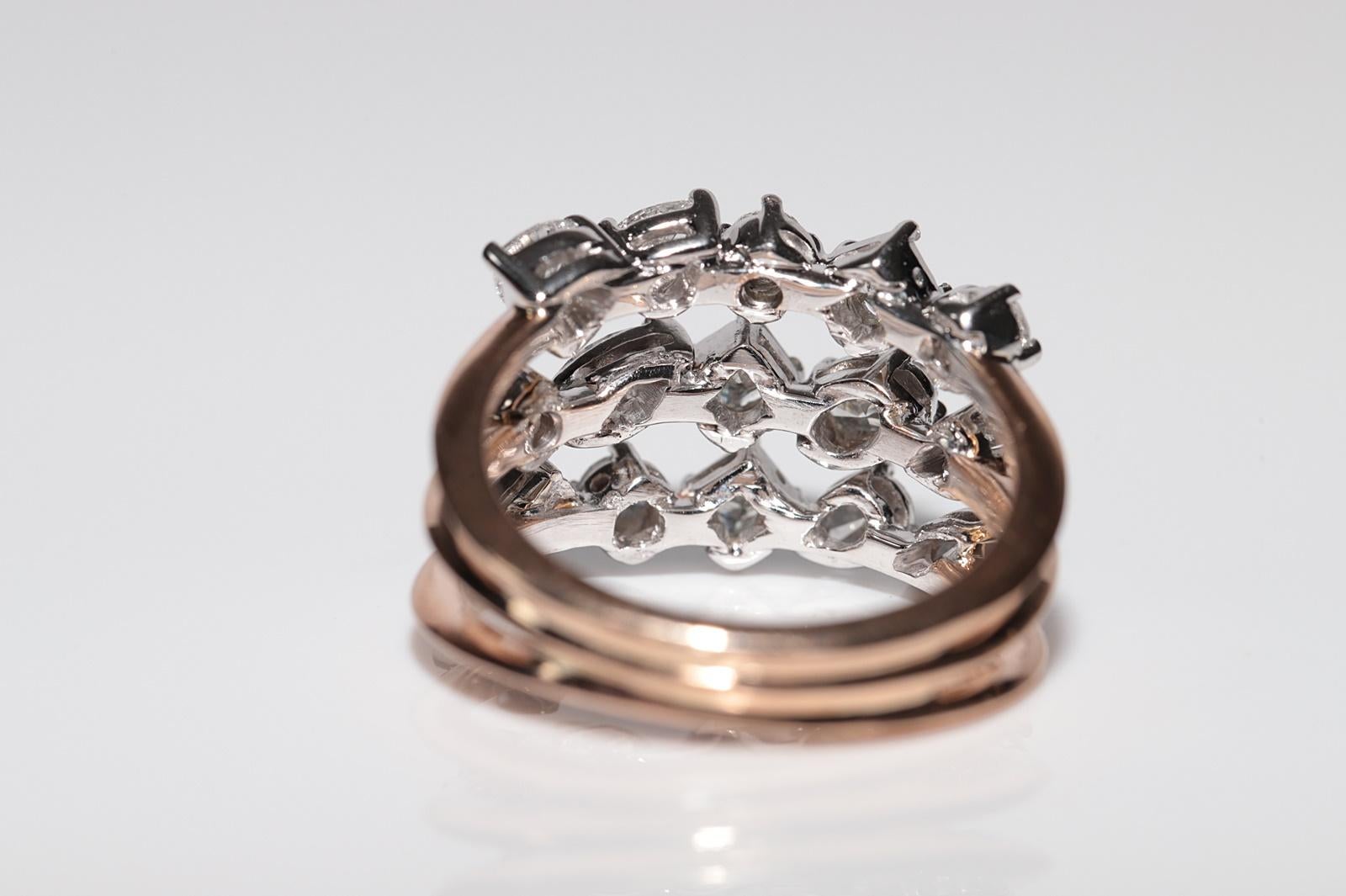Bague solide en or 14 carats décorée de diamants en forme de cœur naturel marquise taille poire en vente 10