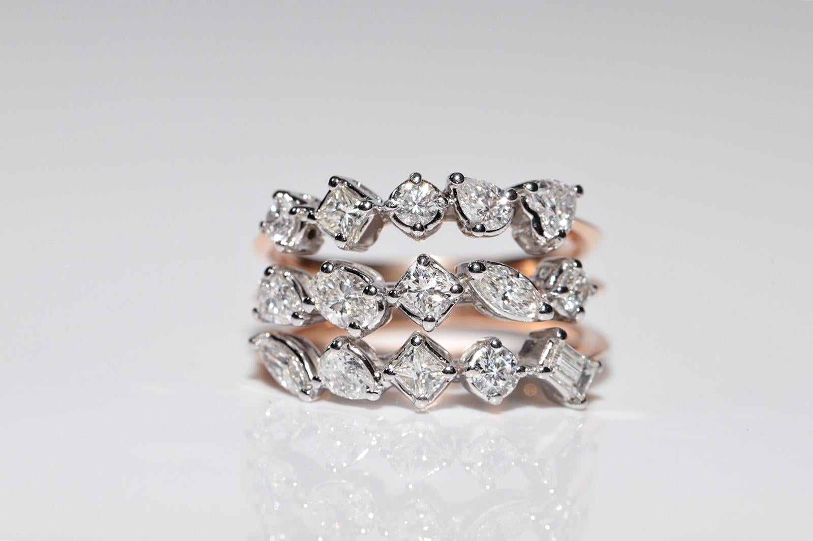 Moderne Bague solide en or 14 carats décorée de diamants en forme de cœur naturel marquise taille poire en vente