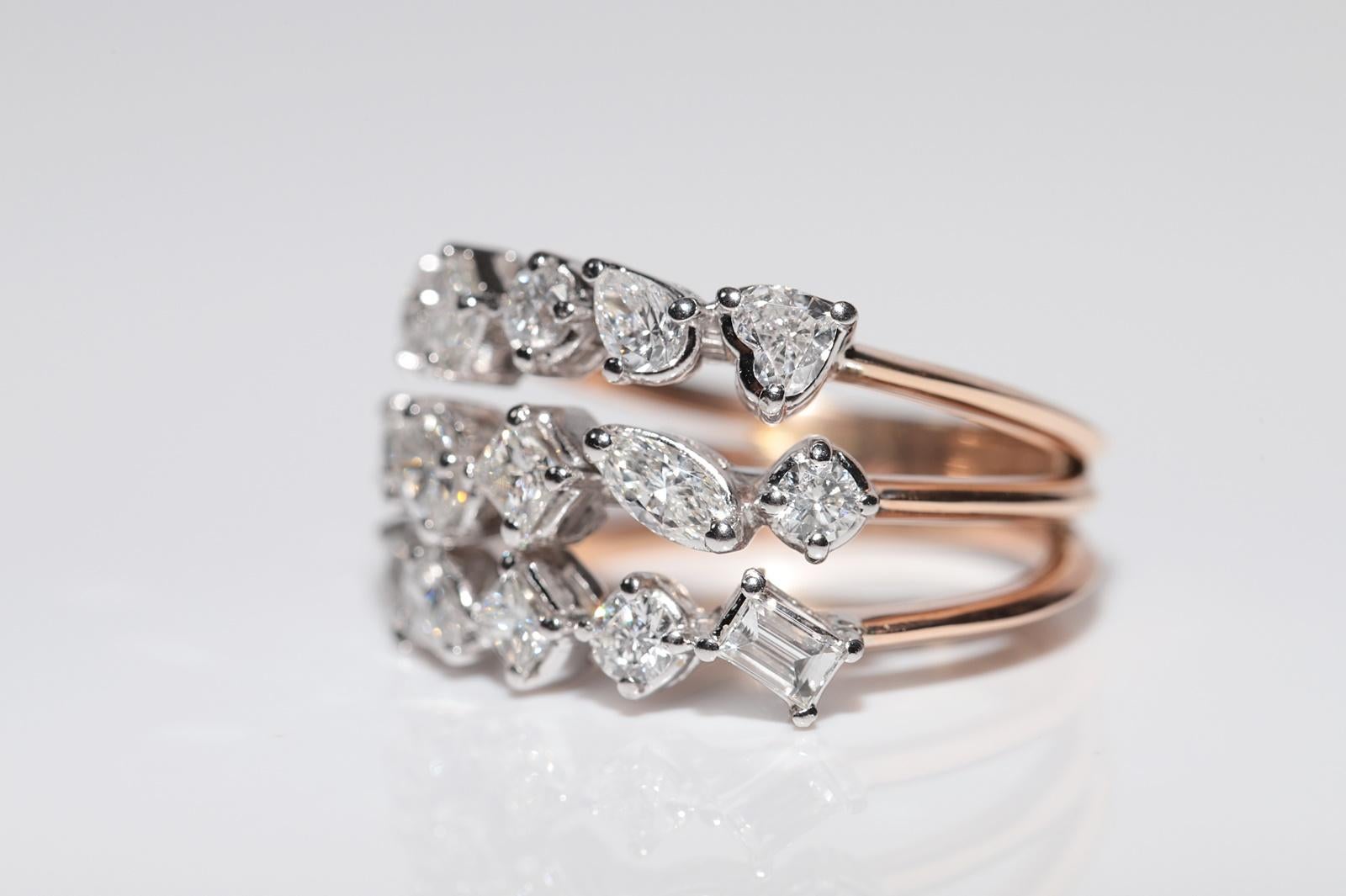 Taille brillant Bague solide en or 14 carats décorée de diamants en forme de cœur naturel marquise taille poire en vente