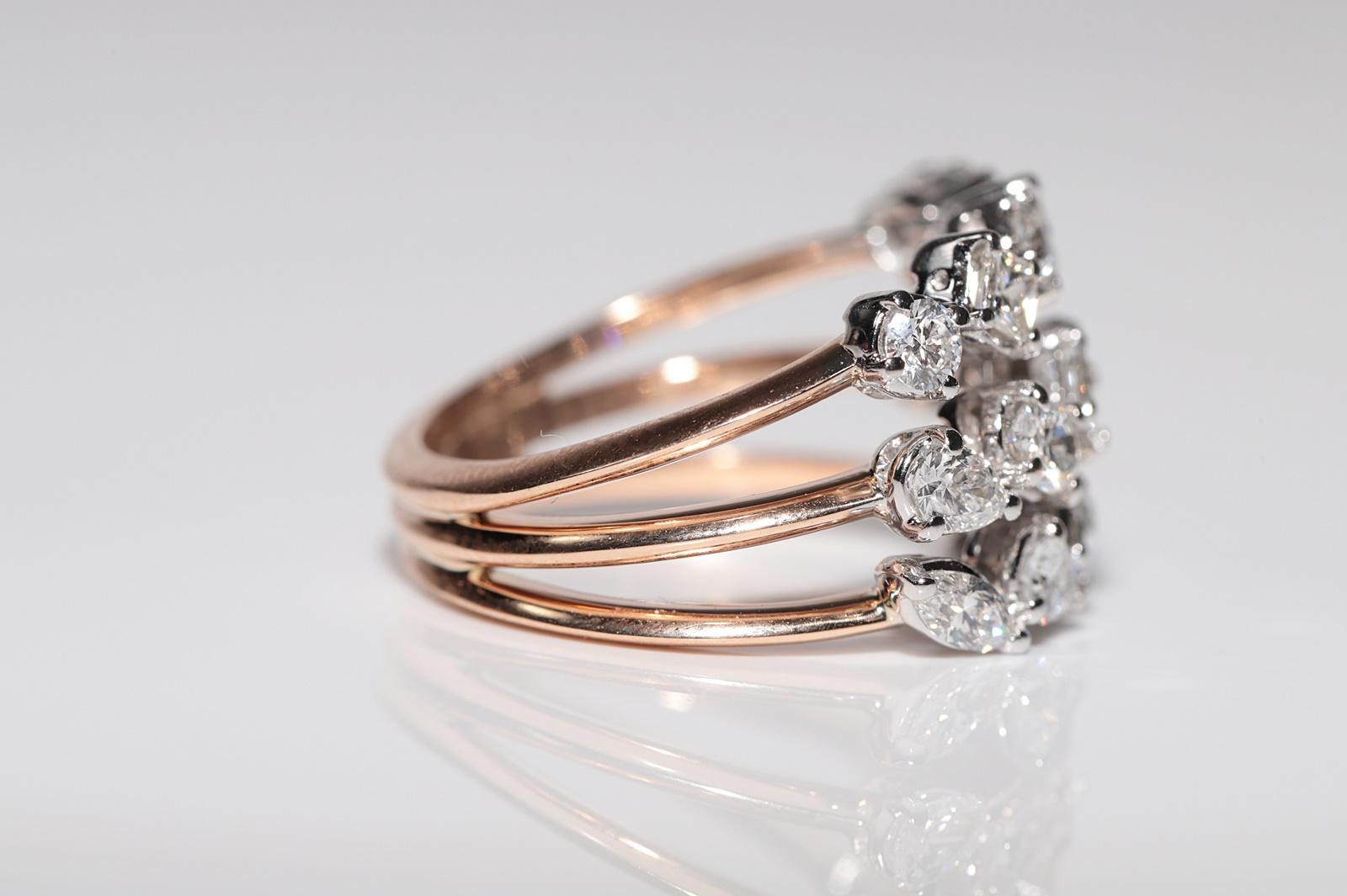 Bague solide en or 14 carats décorée de diamants en forme de cœur naturel marquise taille poire Pour femmes en vente