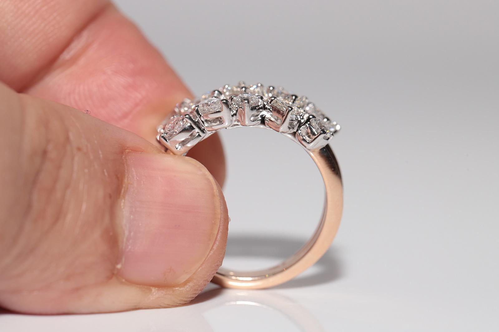 Bague solide en or 14 carats décorée de diamants en forme de cœur naturel marquise taille poire en vente 1