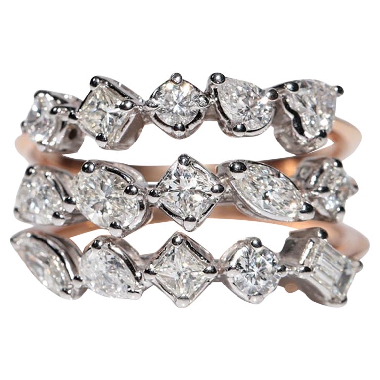 14k Gold Natürliches Herz Marquise Birnenschliff Diamant Dekorierter starker Ring im Angebot