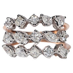 14k Gold Natürliches Herz Marquise Birnenschliff Diamant Dekorierter starker Ring