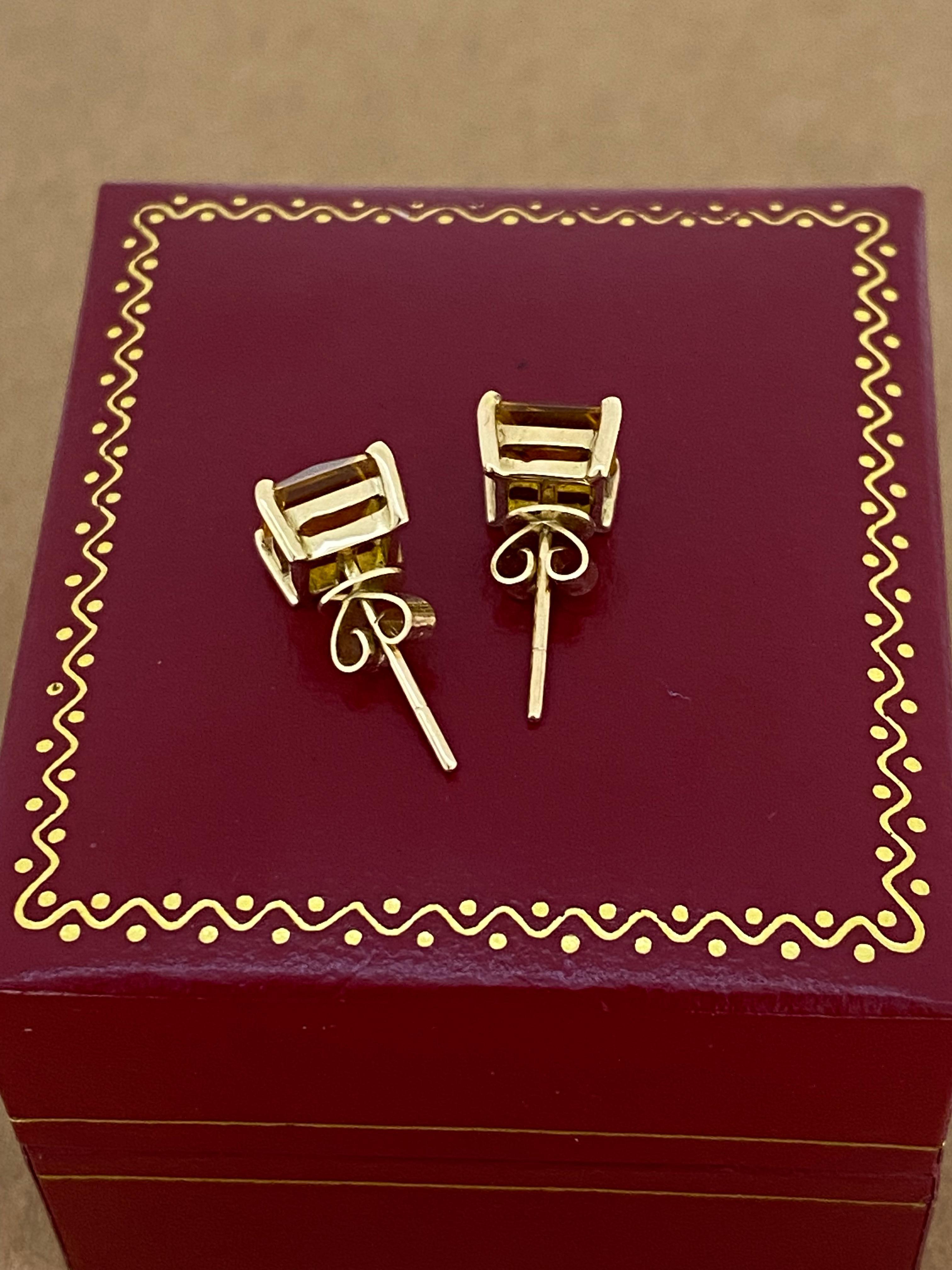 14K Gold & Natural Madeira Type 3.00ct Citrine Stud Earrings. Valued at $1880. For Sale 1