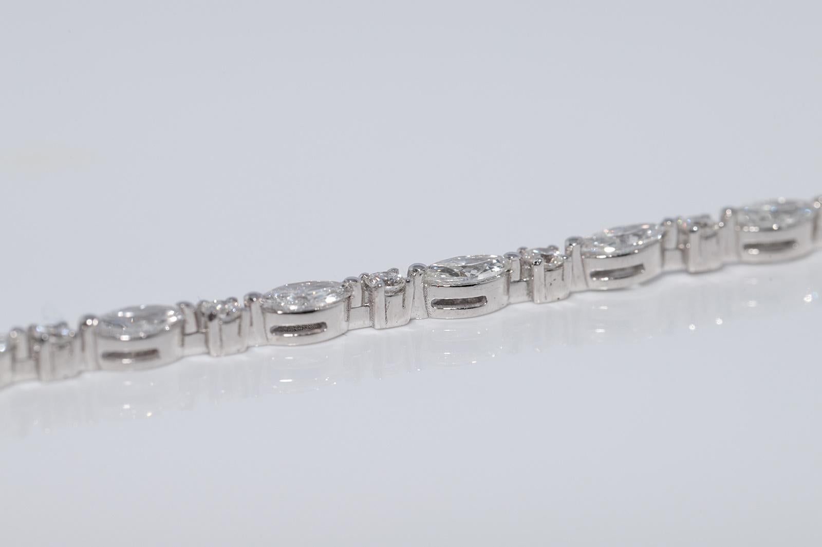 Bracelet de tennis en or 14k orné de diamants naturels taillés en marquise et de diamants taillés en brillant en vente 7