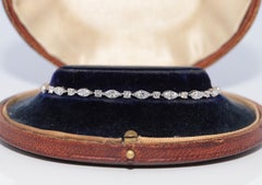 14k Gold Natural Marquise Cut And Brilliant Cut Diamond Tennis Bracelet