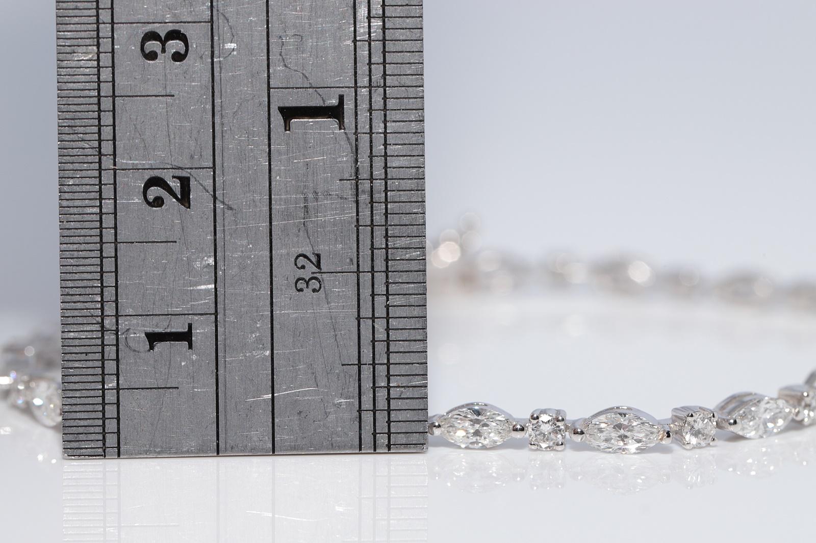 Bracelet de tennis en or 14k orné de diamants naturels taillés en marquise et de diamants taillés en brillant en vente 3