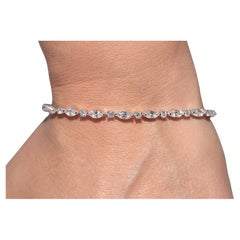 Pulsera de tenis de oro de 14k con diamantes naturales talla marquesa y talla brillante