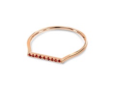 14k Gold Natural Ruby Ring Thin Bar Stacking Ring