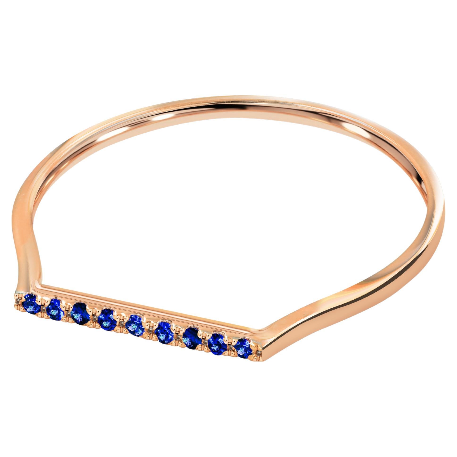For Sale:  14k Gold Natural Sapphire Ring Thin Stacking Gold Ring