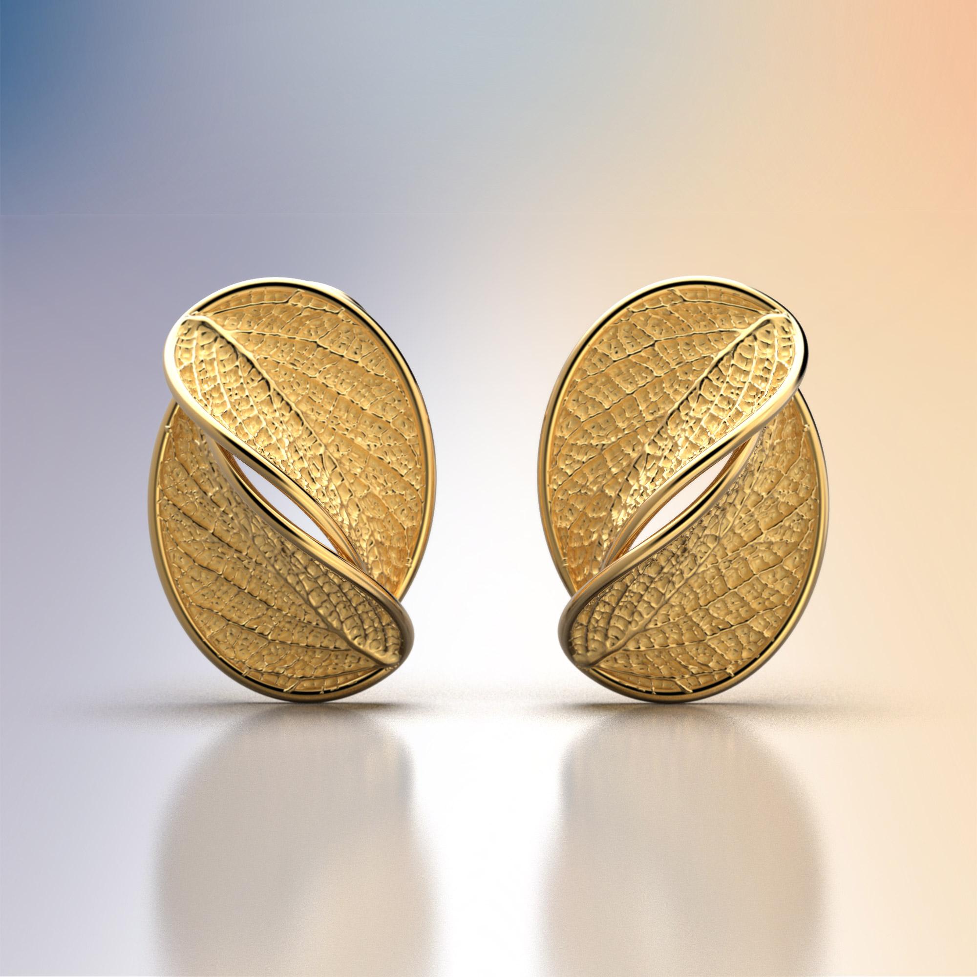 Made to order 14k Gold stud earrings with leaf design. Flora collection.
The earrings of the Flora collection have the shape of the ash leaf, a sacred tree in many cultures, a symbol of the sun and always used as a protection.
The earrings feature