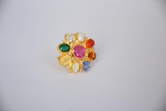 14K gold Navratan ring with all nine natural gemstones