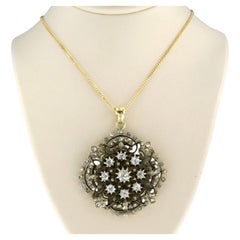 Collar y colgante de oro de 14 quilates con diamantes talla mina vieja y rosa de hasta 2,20 ct