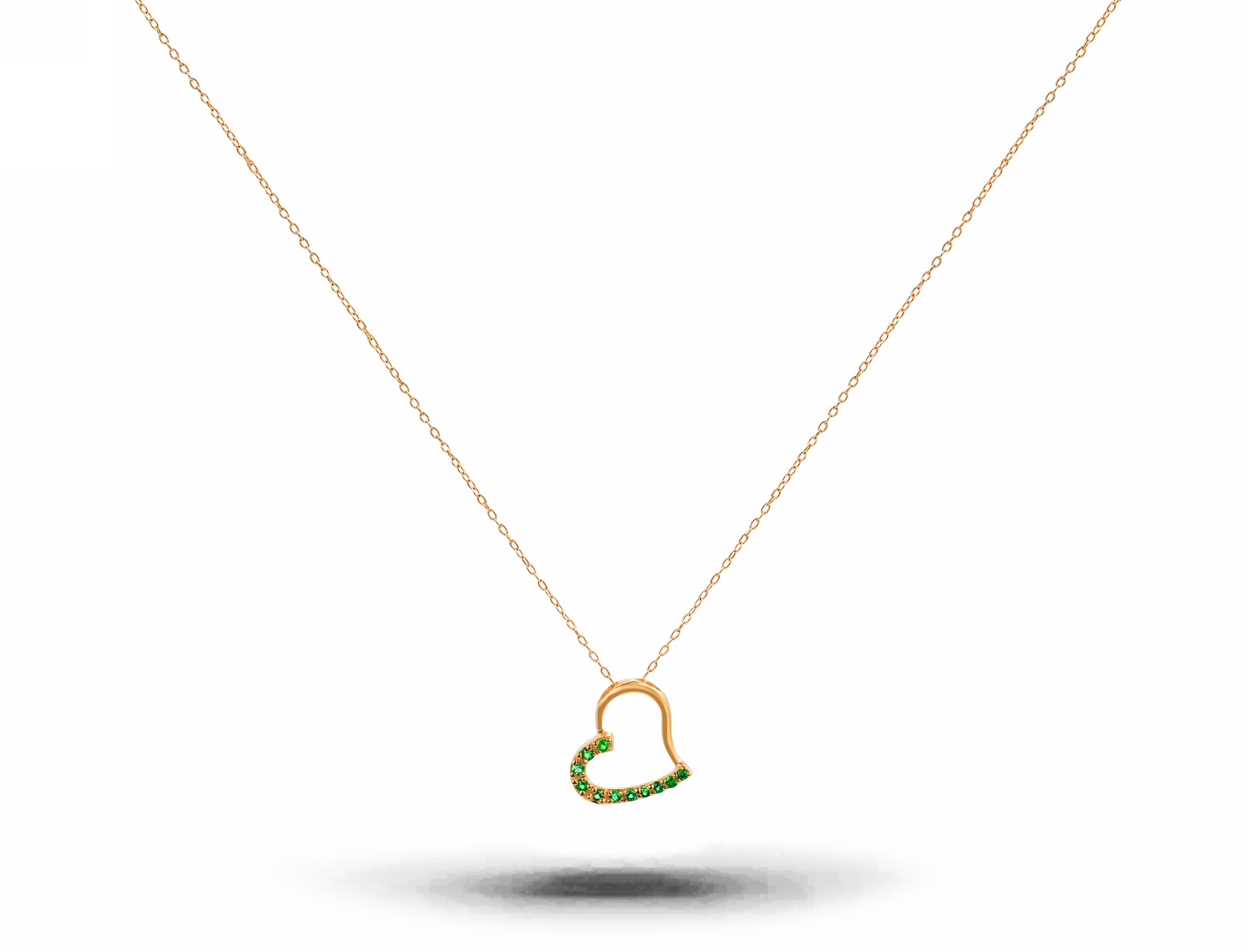 Valentine Jewelry 14k Gold Necklace  Emerald Heart Necklace Delicate Heart Charm Necklace Christmas Gift Natural Emerald May Birthstone  Minimalist.

Beautiful little Minimalist Necklace is made of either 14k Gold adorned with natural AAA quality