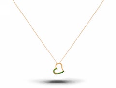 14k Gold Emerald Heart Necklace Natural Emerald Minimalist Necklace